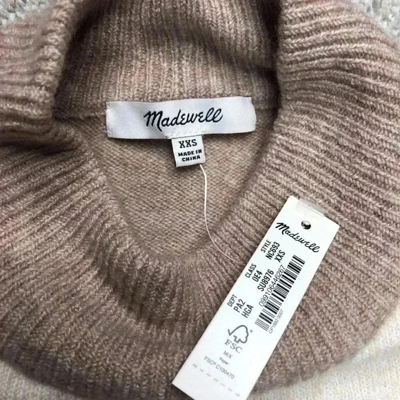 Madewell 2XS Sweater Colorblock Mock Neck Pocket Pullover Redmond Boxy - Picture 4 of 9